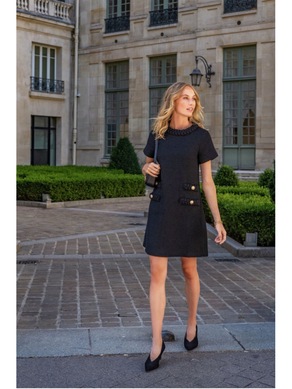 Tuckernuck Black Tweed Braided Jackie Mini Dress L Business Career Prep Academia